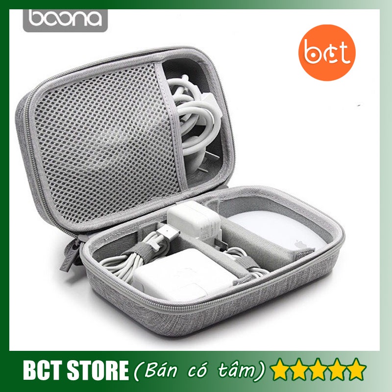 Túi đựng cáp sạc laptop macbook phụ kiện công nghệ size lớn Baona (Boona) F016 siêu cứng