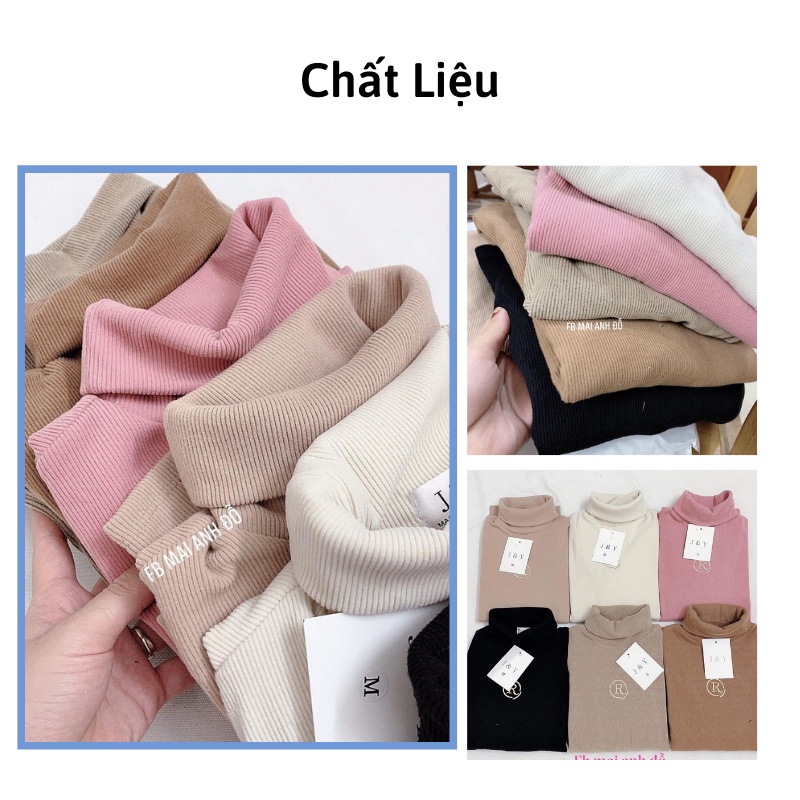 Áo len nữ chất nhung cổ lọ thêu chữ R Xiaomimi SA240