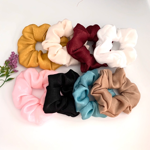 _Cột tóc vải Scrunchies lụa tơ cao cấp