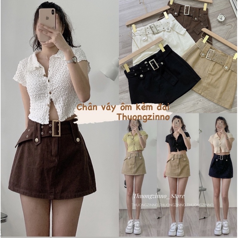 [HOT QUẢNG CHÂu]Chân váy kaki jean quảng châu kèm đau to chất chơi Chân váy kèm quần trong dày dặn