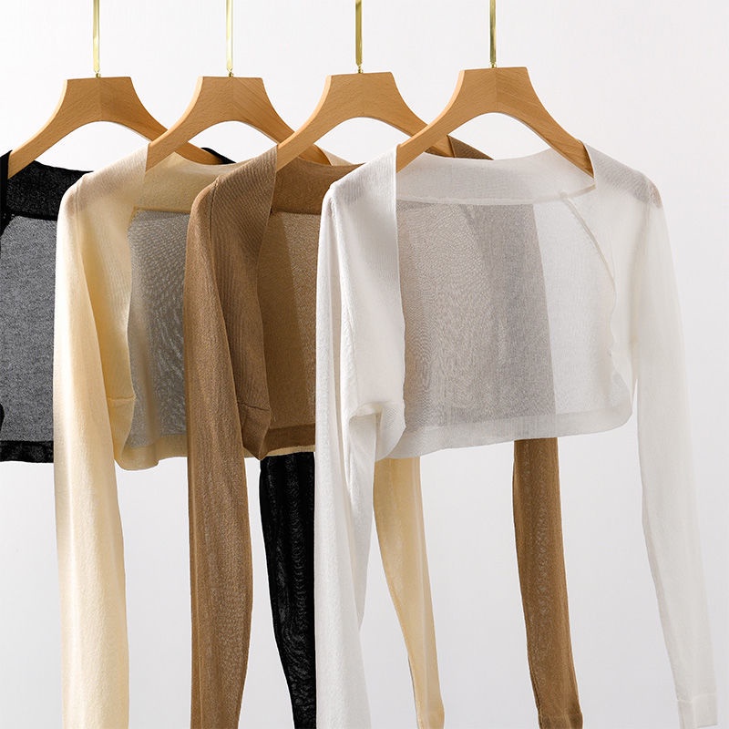 Áo Khoác Cardigan Dệt Kim Tay Dài Chống Nắng Thời Trang Mùa Hè