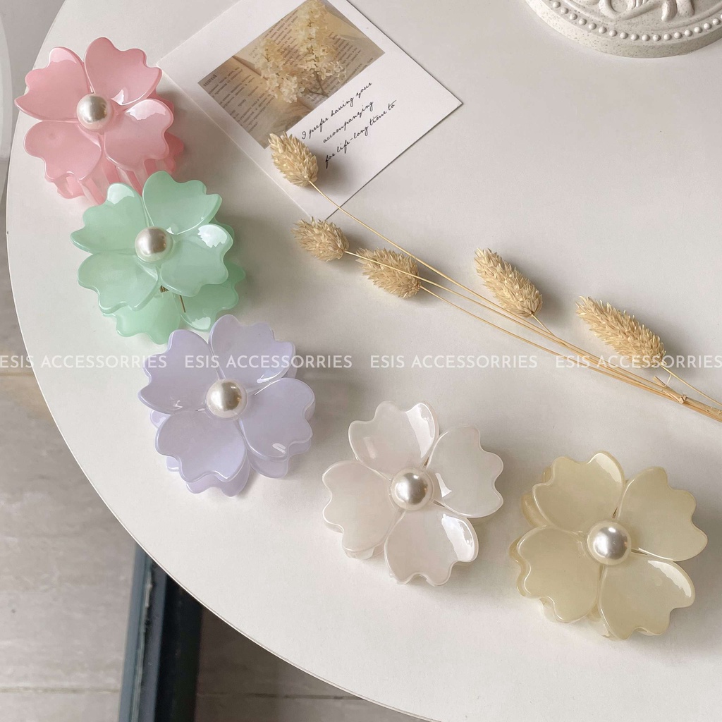 KẸP GẮP TÓC NỮ HÌNH HOA TONE MÀU PASTEL XINH XẮN HÀN QUỐC ESIS ACCESSORIES