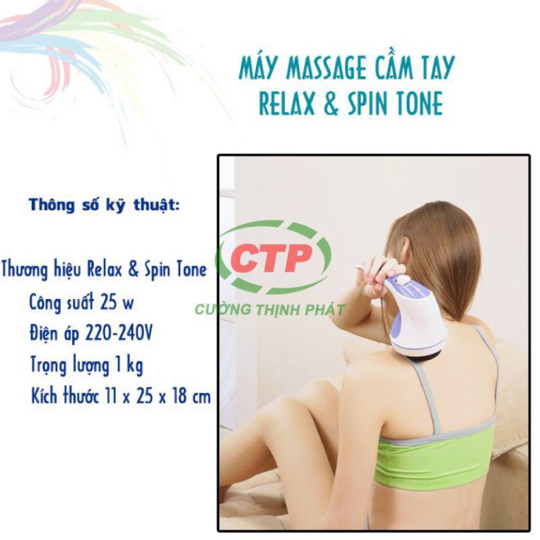 Máy Massage Cầm Tay Mini Máy Mát Xa Giảm Mỡ Lưng Bụng Đùi Đa Năng Relax Spin Tone 5 Đầu