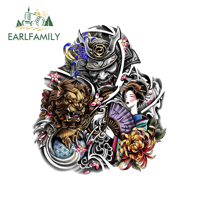 Sticker Dán Trang Trí Xe Hơi Chống Thấm Nước Hình samurai 13Cmx12.6Cm