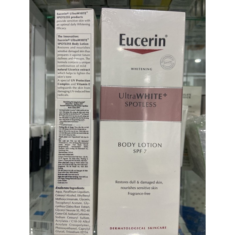 (chính hãng) Sữa dưỡng thể trắng da Eucerin White Therapy Whitening Body Lotion SPF7