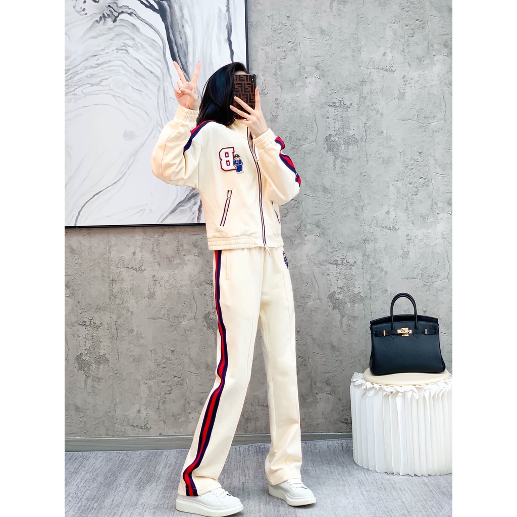 Set nỉ áo khoác khóa zip và quần dài thời trang cao cấp Burberry BBR phong cách trẻ trung, năng động