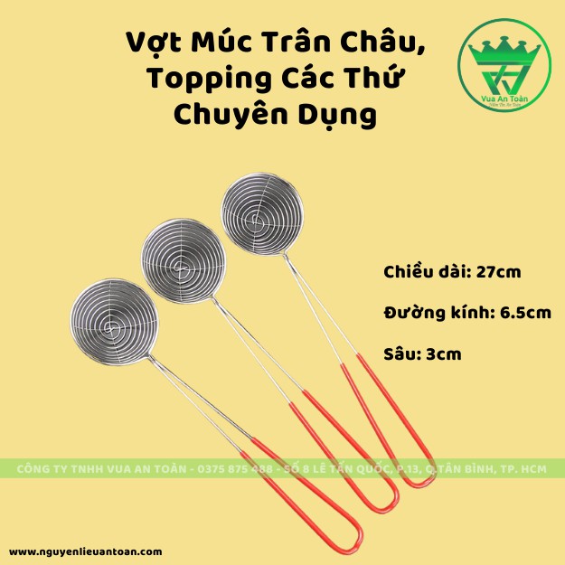 Vợt Múc Trân Châu, Topping, Đồ Chiên Nấu Chuyên Dụng Bằng Thép Không Gỉ