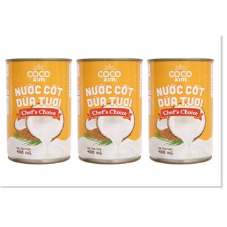 Combo 3 lon nước cốt dừa tươi 100- dừa nguyên chất cocoxim chef's choice cbcdt0001 - thương hiệu cocoxim 400ml - azkids
