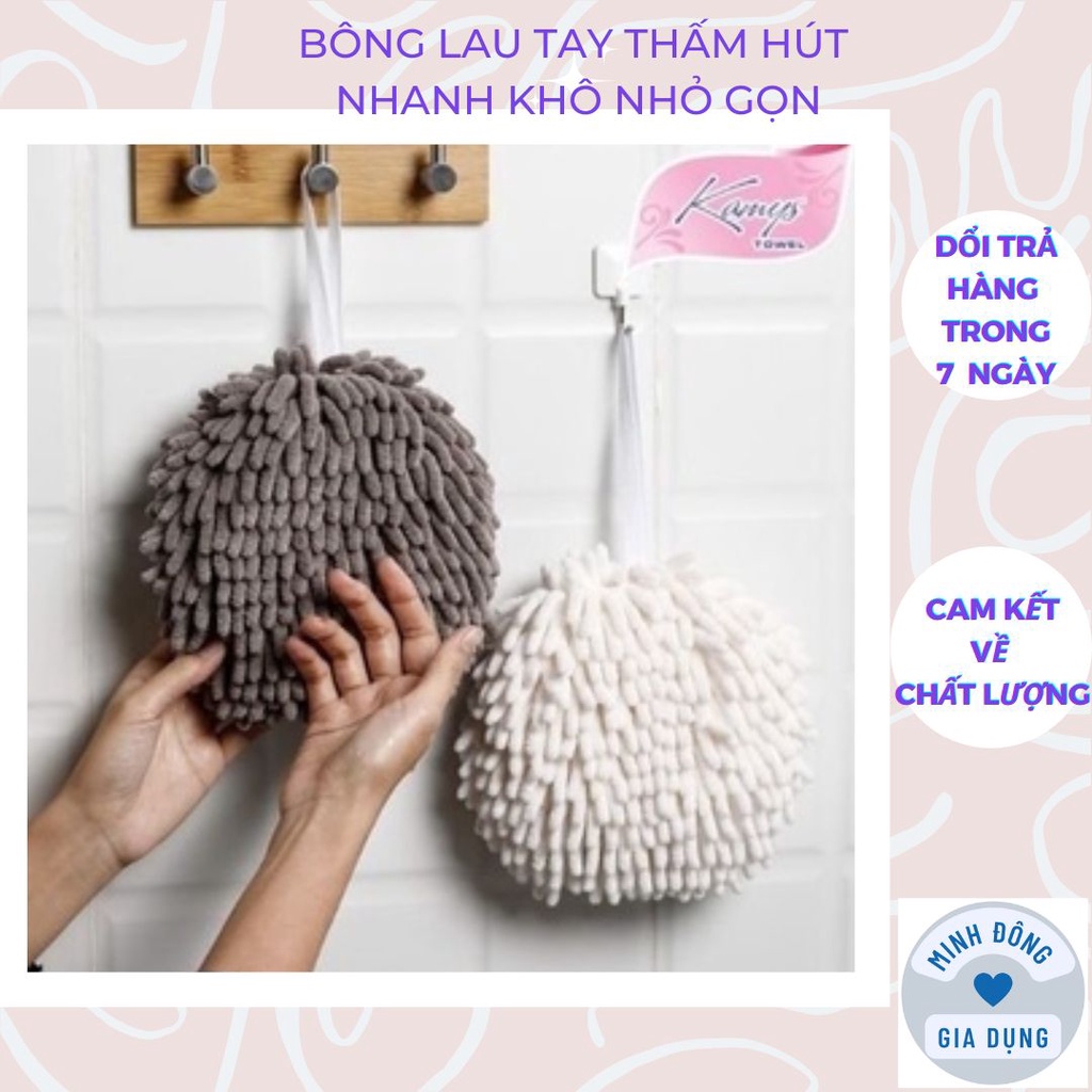 Khăn Lau Tay, Bông Lau Tay Treo Tường Nhà Bếp Nhà Tắm Siêu Thấm, Khăn Lau Tay Tròn San Hô Hình Bóng Xốp Siêu Mềm
