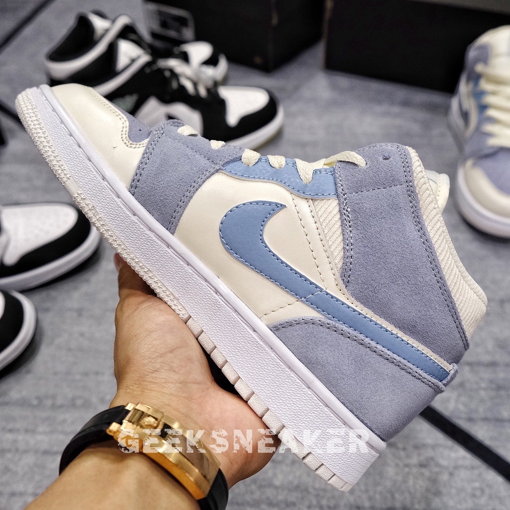 [GeekSneaker] Giày Sneaker Jordan 1 Mid Mixed Textures Blue - Mid Top