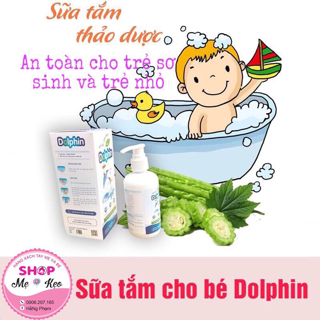 (Date 2023) Sữa tắm thảo dược Dolphin cho bé (200ml)  không cay mắt an toàn cho bé - ngăn ngừa rôm sẩy bảo vệ làn da