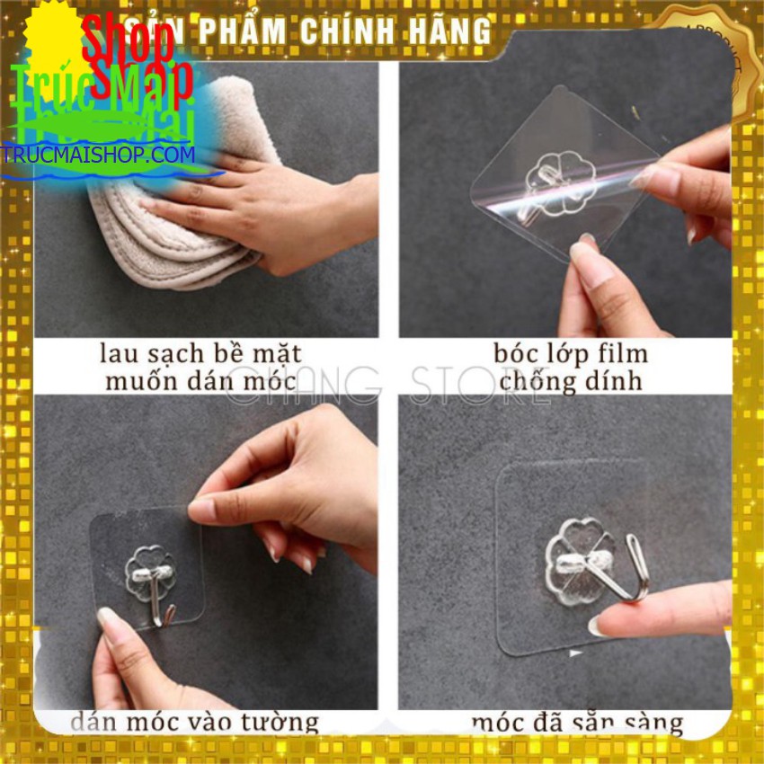 Bộ 10 Móc Treo Tường Đa Năng Trong Suốt Mới