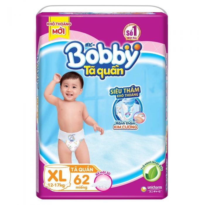 [Đủ Size] Tã Quần Siêu Thấm Bobby M74, L68, XL62, XXL56