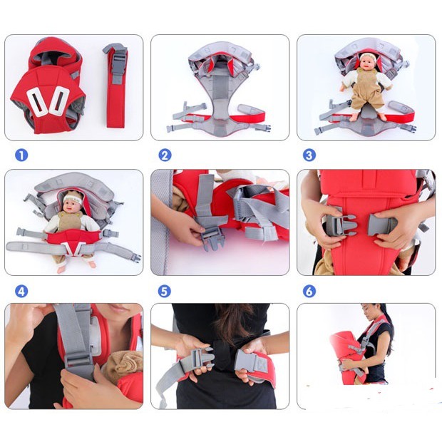 Địu em bé Baby Carrier 6 chức năng , địu dành cho bé, đại em bé, đai quấn cho bé