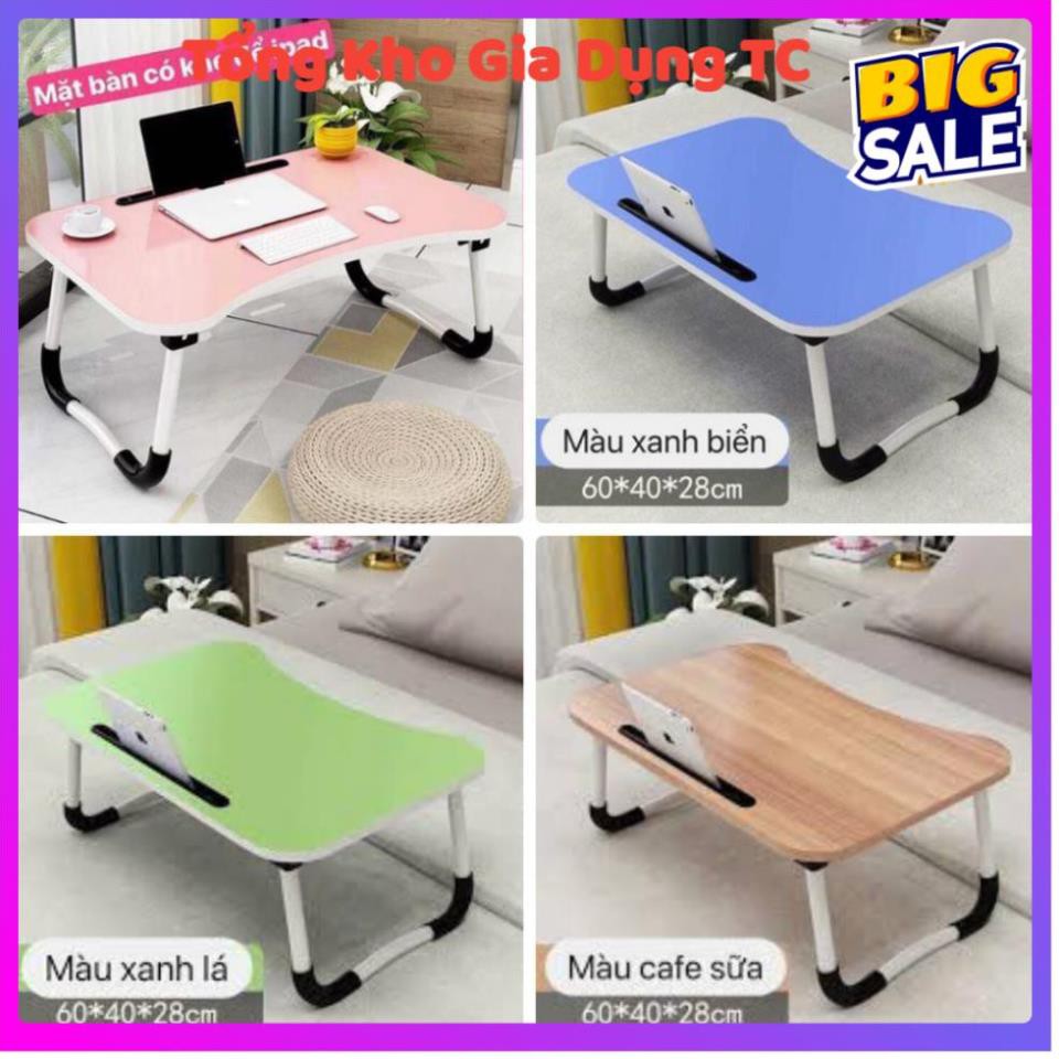 Bàn học gấp gọn, bàn gập để laptop có khe đựng ipad gọn gàng chắc chắn