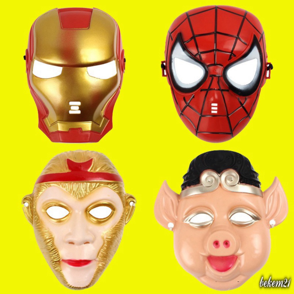 Mặt Nạ Tôn Ngộ Không Chu Bát Giới Người Nhện Người Sắt Cho Bé Hóa Trang Halloween Trung Thu Lễ Hội