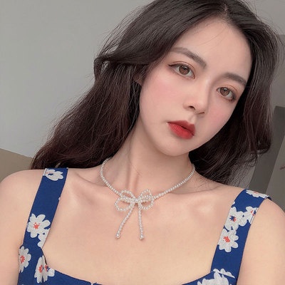 Vòng cổ hai lớp đính ngọc trai nhân tạo thời trang dành cho nữ