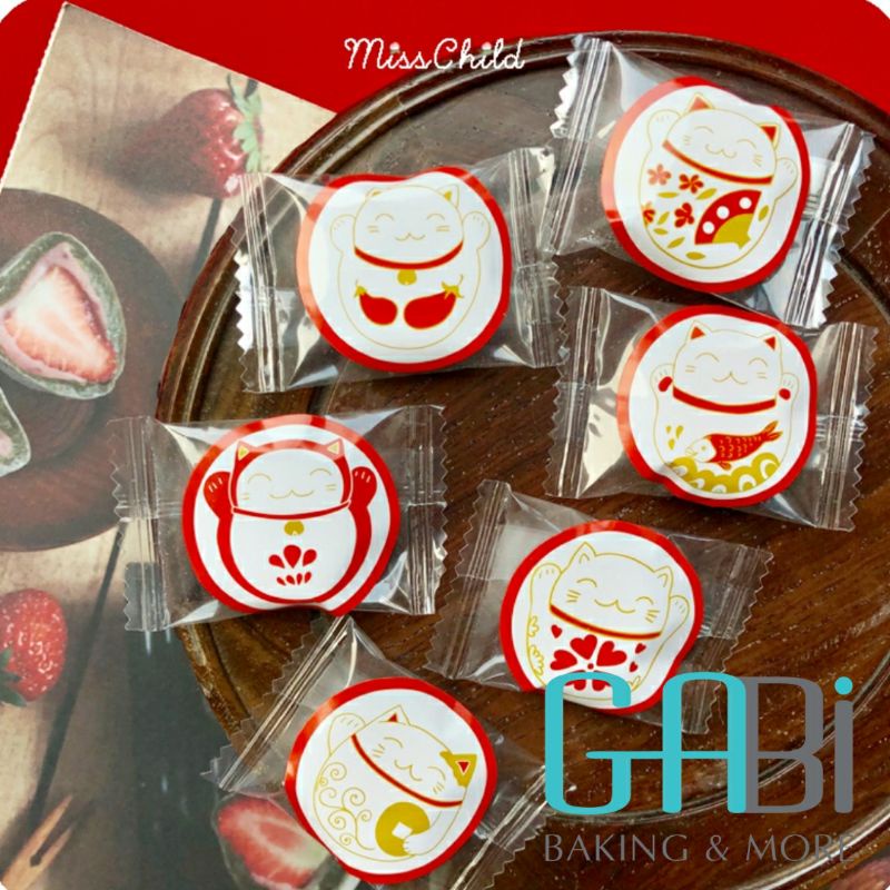 Sticker mèo thần tài 6 tem/bảng