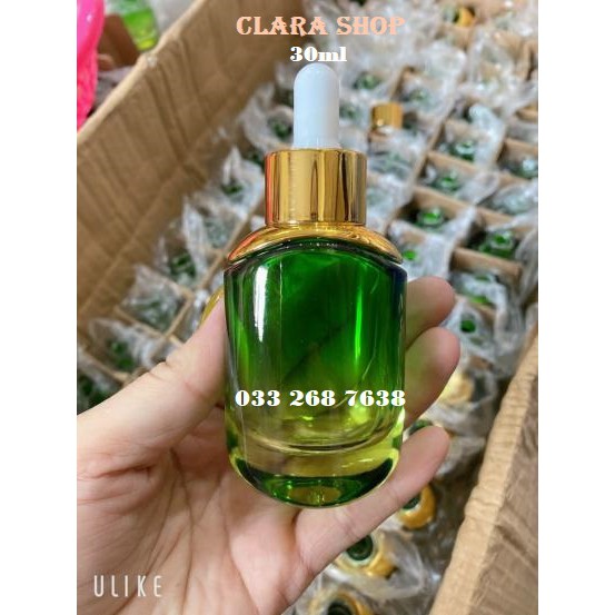 Chai serum chiết  tinh dầu 30ml nắp bóp xi vàng  - Chai chiết serum 30ml