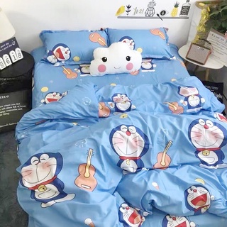 Bộ Ga Gối Cotton Poly Mẫu DOREMON ĐÁNH ĐÀN