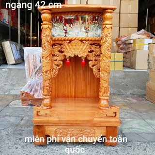 Bàn thờ thần tài ông địa gỗ xoan ngang 42cm x 68cm giá sỉ 0388822838
