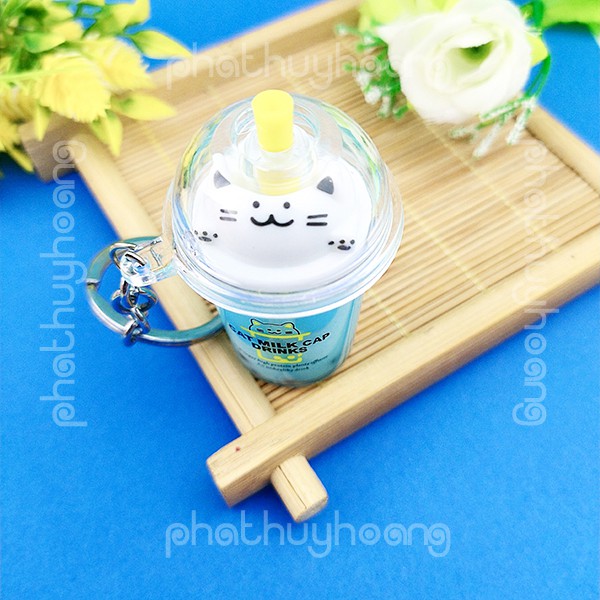 Móc khóa trà sữa trân châu hình mèo 🐱🥤 FREESHIP🚛 Móc khóa trà sữa trân châu hình mèo siêu dễ thương - Phát Huy Hoàng