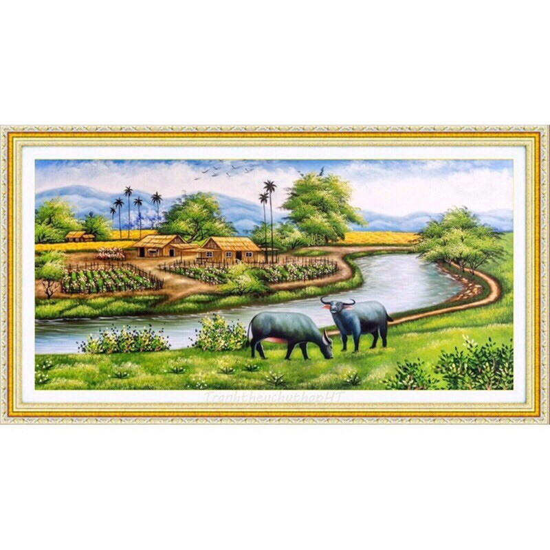 Tranh thêu chữ thập Phong Cảnh đồng quê LV3031 kt 100x50cm