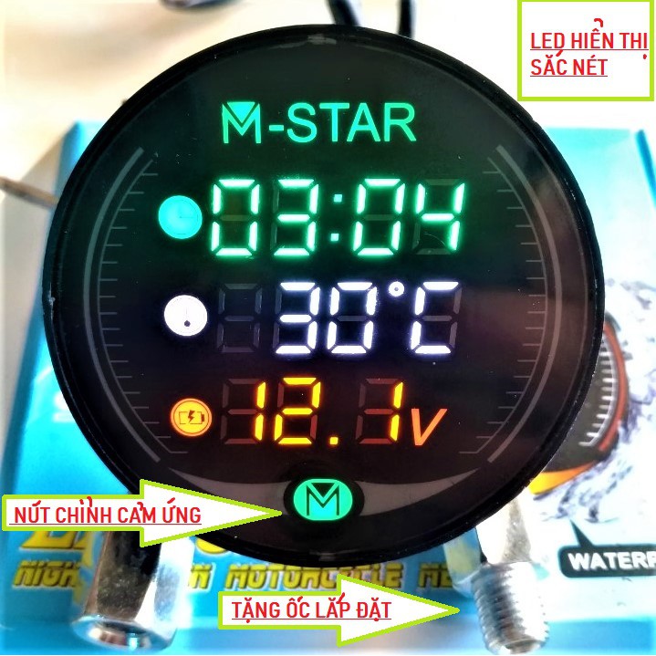 ĐỒNG HỒ BÁO VOLL XE MÁY 3 IN 1 KOSO STAR HÀNG XỊN LẮP CÁC LOẠI XE MÁY