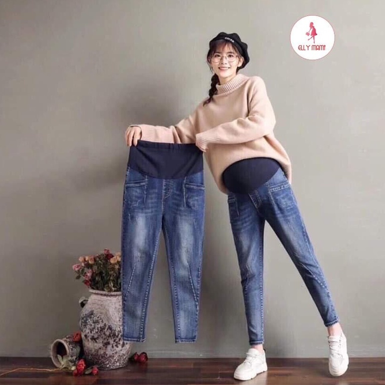 ( 40kg - 95kg ) Quần Bầu , Bigsize Jean Baggy Form Dễ Mặc Thoải Mái Suốt Thai Kì &amp; Sau Sinh Thiết Kế Cao Cấp