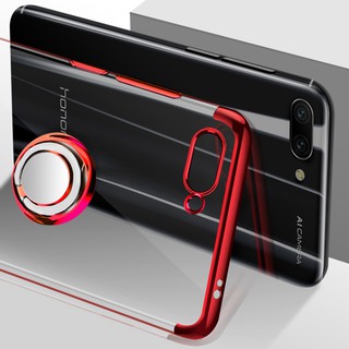 For Huawei Honor 10 Ring Stand Soft Plating Clear TPU Cover