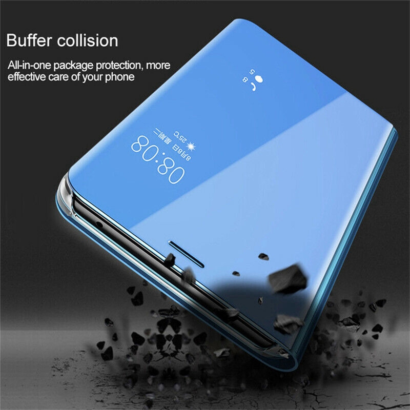 For Samsung S9 S8 Plus S7 S6 EDGE Plus Leather Flip Clear View Mirror Case Stand Cover