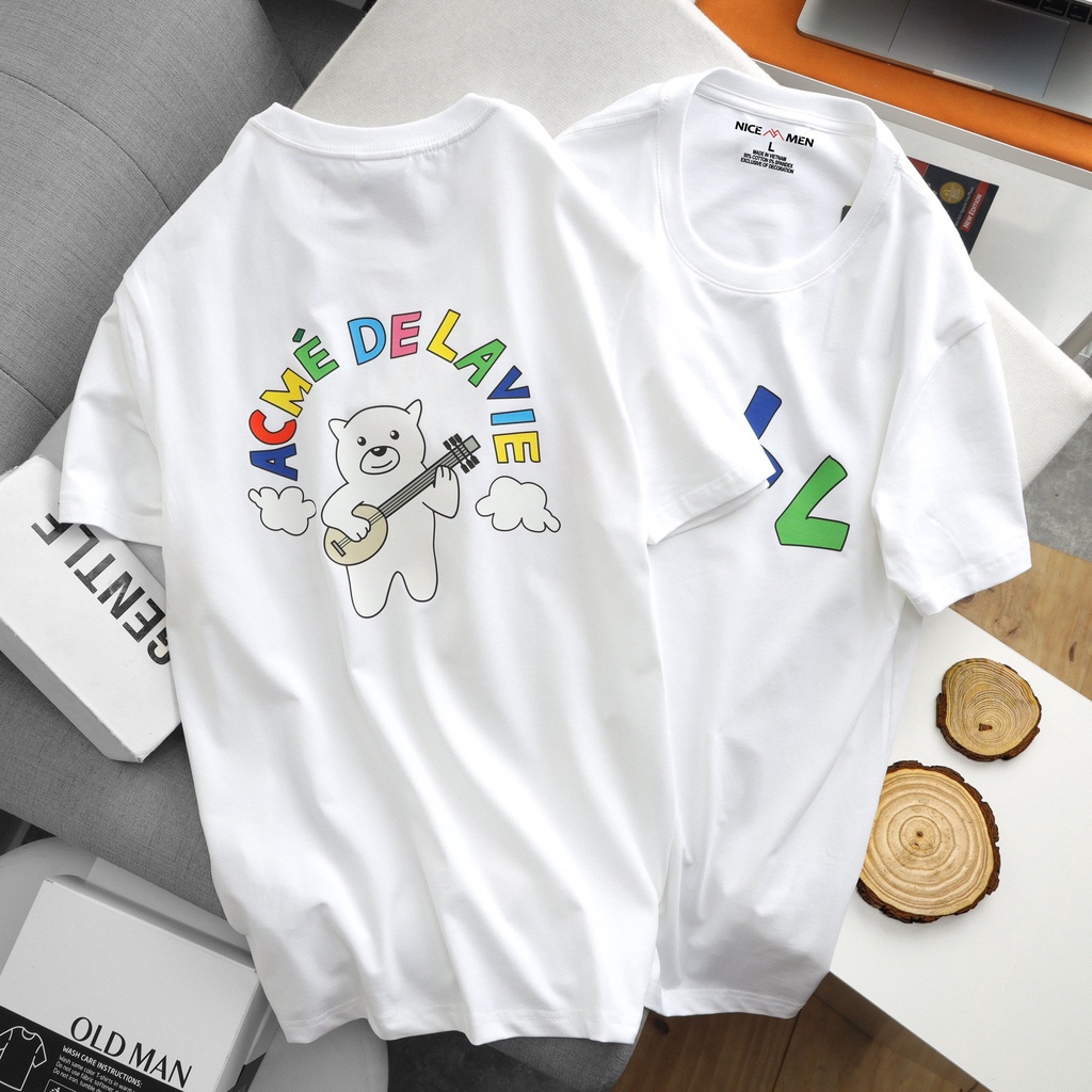 Áo Phông Check Pants Bear Sleeve T-Shirt Nam Nữ Form Unisex 50- 95 Kg NICEMENAL6