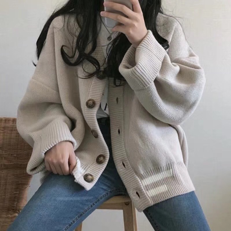 Áo khoác len cardigan nữ dáng rộng cổ chữ v ulzzang hàn quốc siêu xinh  - 051 | BigBuy360 - bigbuy360.vn