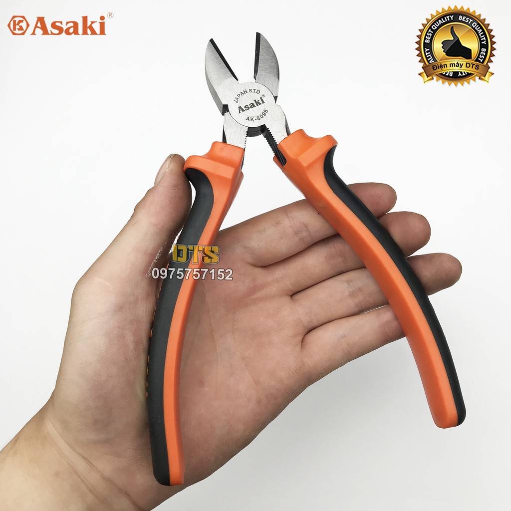 Bộ 2 kìm điện - kìm cắt kiểu Mỹ Asaki A+cut Tech 8 inch/ 200mm, thép High Carbon độ cứng cao