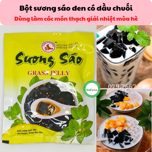 Bột Sương Sáo Đen - Có Dầu Chuối - Dùng làm các món thạch giải nhiệt mùa hè - 50 gr ( Gói )