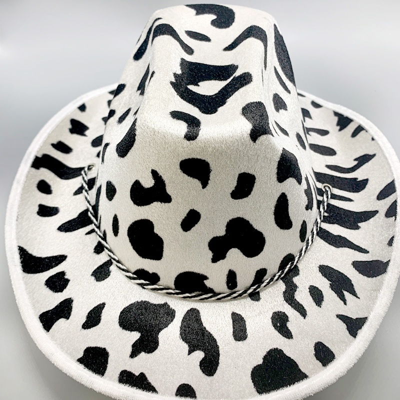 Mũ Cao Bồi In Họa Tiết Sữa Phong Cách Cao Bồi Phương Tây Cổ Điển Có Thể Điều Chỉnh Kích Cỡ