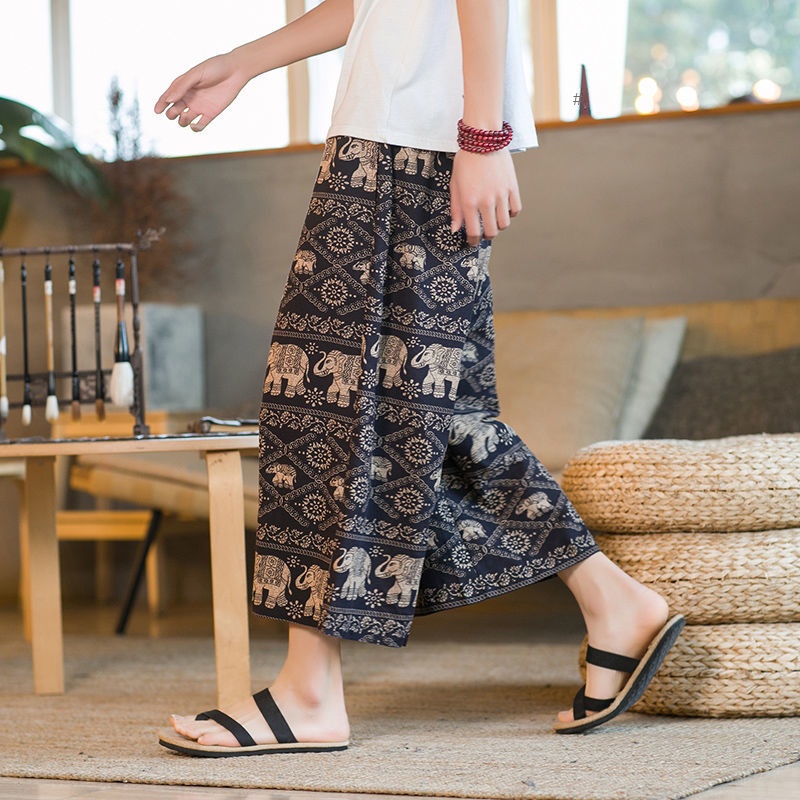 Quần ống rộng in họa tiết phong cách Trung Hoa thời trang sành điệu cho nam