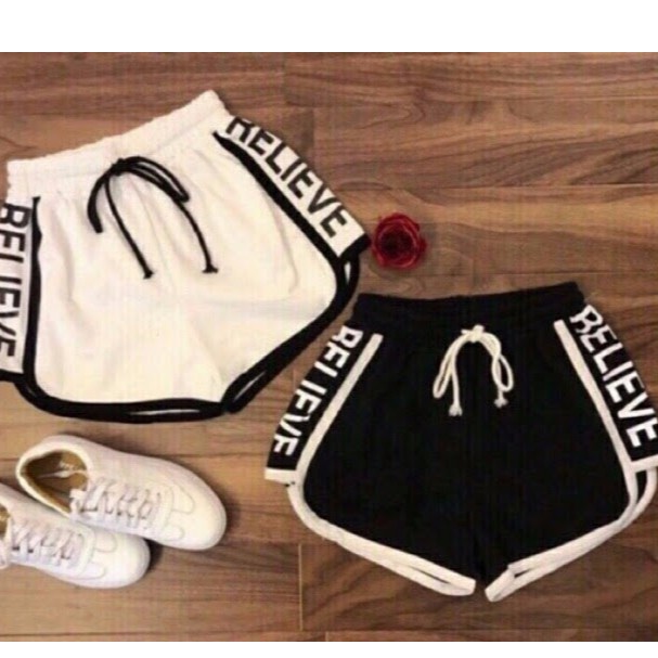 Quần đùi hot, Quần sooc lưng thun in chữ Free Size 38-56kg