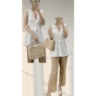 Áo peplum linen