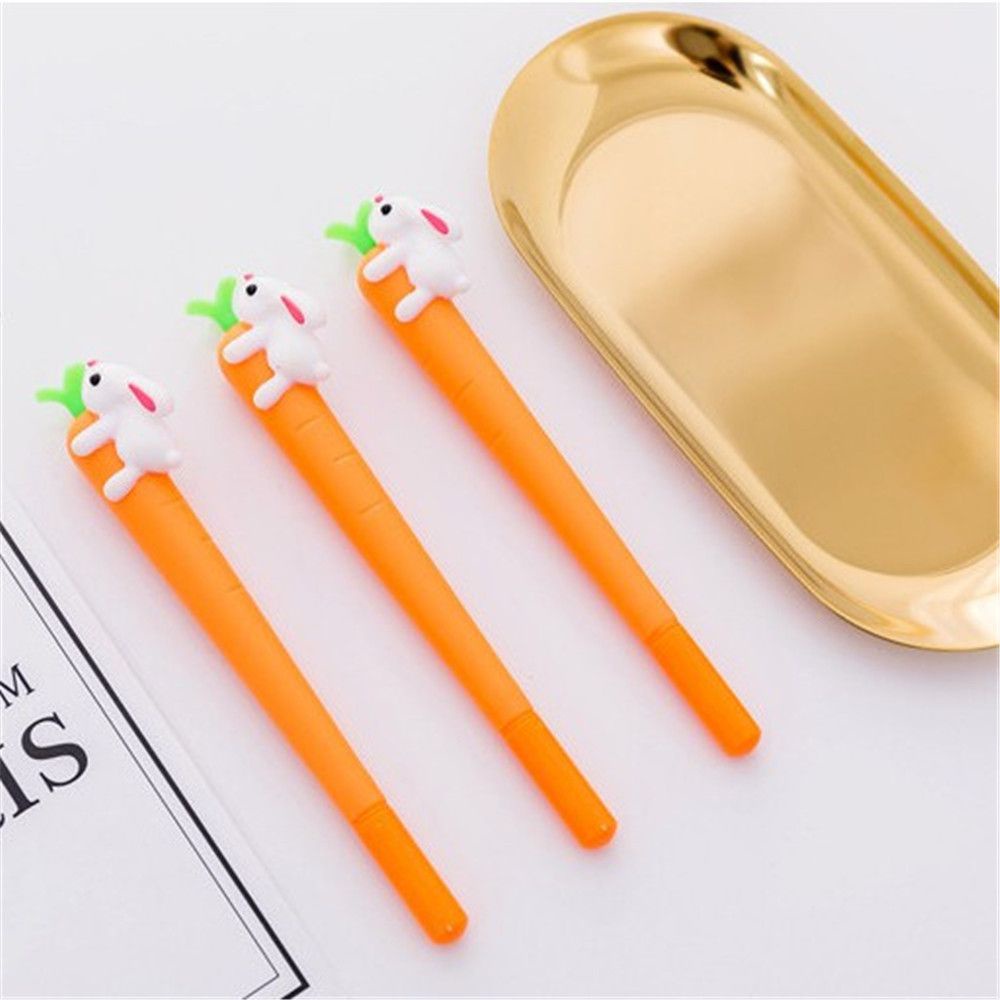 Bút Mực Gel Mực Đen Hình Củ Cà Rốt / Thỏ Dễ Thương Sáng Tạo Cho Học Sinh Hoạt Hình