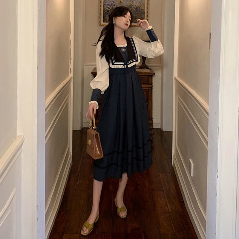 Đầm Phối Ren Bèo Thêu Họa Tiết Thời Trang Pháp Cổ Điển