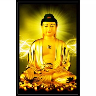 Tranh dán tường kim sa A Di Đà Phật 65 x 100 cm