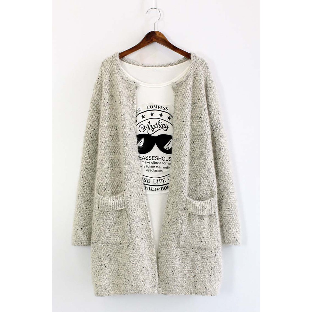 Áo khoác len họa tiết tay phồng