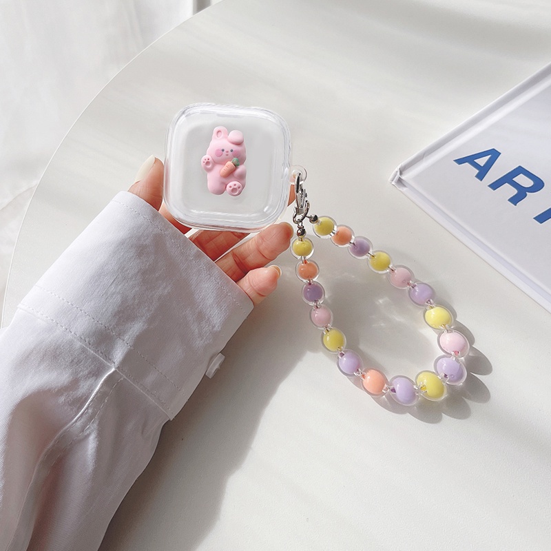 Vỏ Bảo Vệ Hộp Sạc Tai Nghe Soundpets True air2 / AIR 3 Bằng Silicon Mềm Họa Tiết Hoạt Hình Nhiều Màu Kèm Móc Khóa