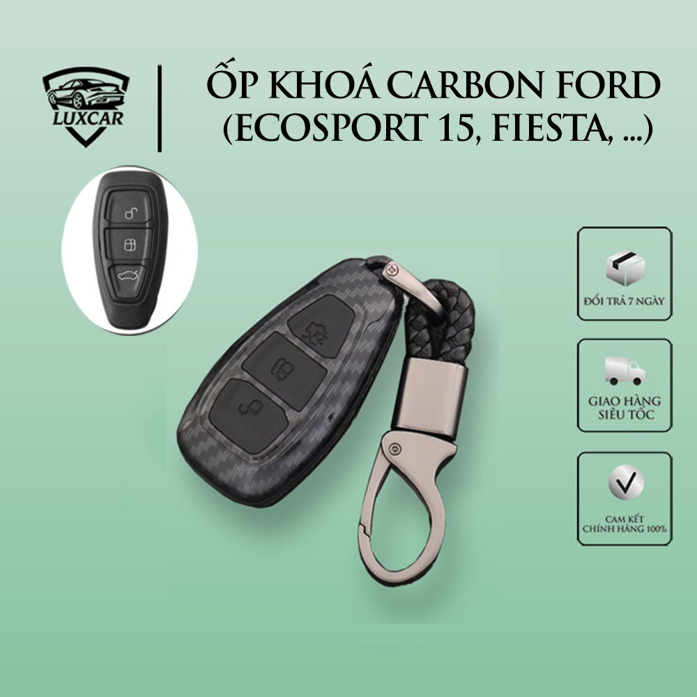 Ốp khóa ô tô CARBON FORD LUXCAR không chìa cao cấp (ECOSPORT 15, FOCUS, FIESTA, XLT, XLS)
