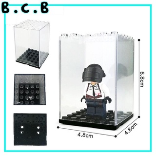 Hộp trưng bày - Hộp mica đựng non lego và mini- figures trong suốt đế đen, kính dày, loại nhỏ đựng 1 mini-fig
