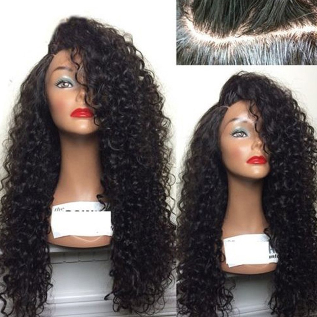 Tóc giả nữ kiểu ngắn ngang cổ xoăn mì tôm thời trang Châu Phi