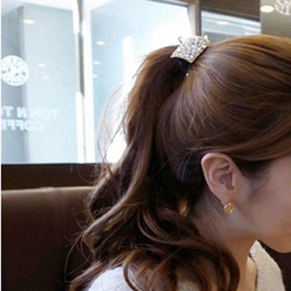 Cột tóc nữ dạng vuông bản to đính đá lấp lánh