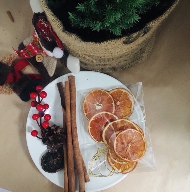 Set cam vàng khô trang trí cây thông noel - giáng sinh - handmade- Noel 2022