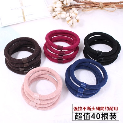 Buộc tóc ban nhạc cao su nữ bao da đơn giản Headband thô buộc tóc ban nhạc cao su độ đàn hồi cao bền màu đen không dấu v